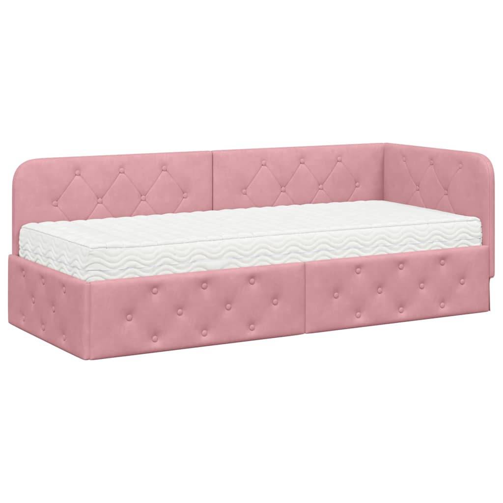 vidaXL Eckbettgestell Rosa 80 x 200 cm Samt