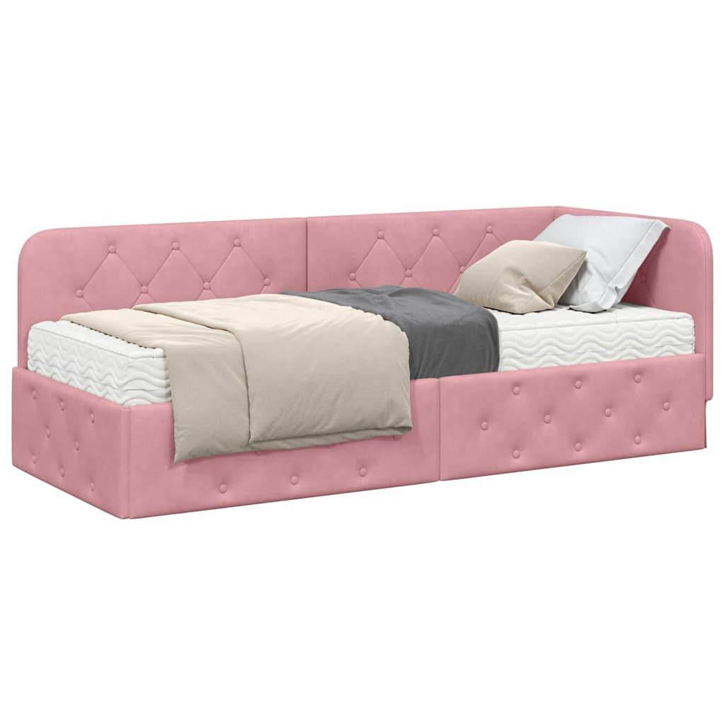 vidaXL Eckbettgestell Rosa 80 x 200 cm Samt