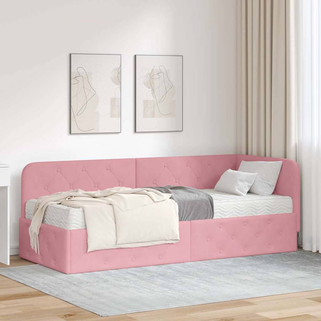 vidaXL Eckbettgestell Rosa 80 x 200 cm Samt