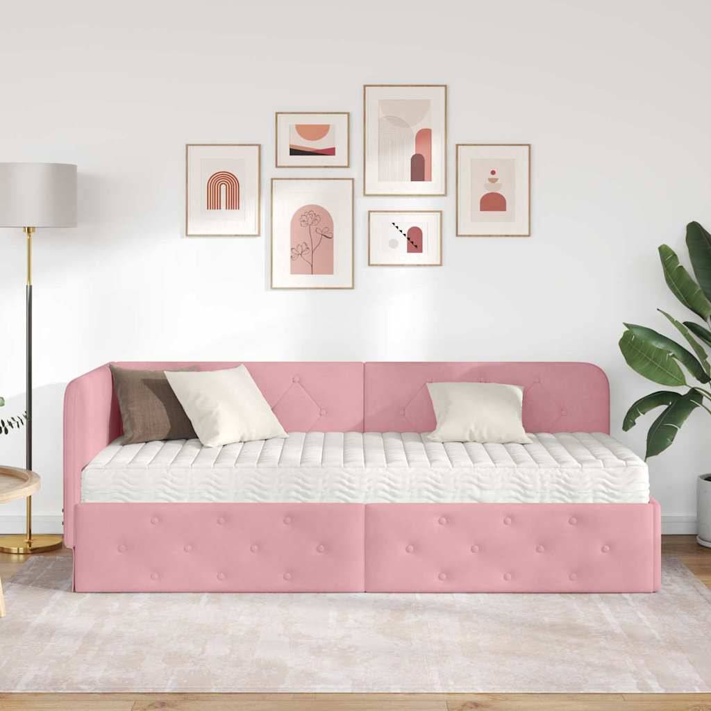 vidaXL Eckbettgestell Rosa 80 x 200 cm Samt
