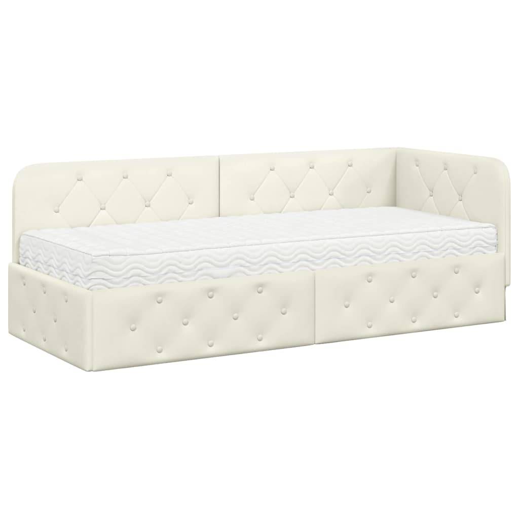 vidaXL Eckbettgestell Creme 80 x 200 cm Samt