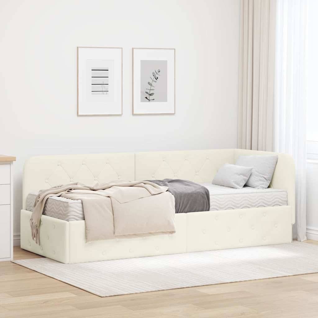 vidaXL Eckbettgestell Creme 80 x 200 cm Samt