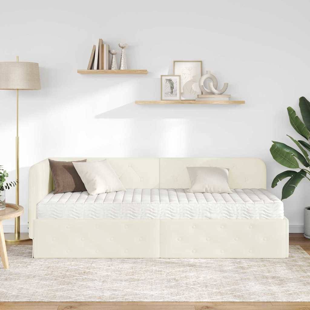 vidaXL Eckbettgestell Creme 80 x 200 cm Samt