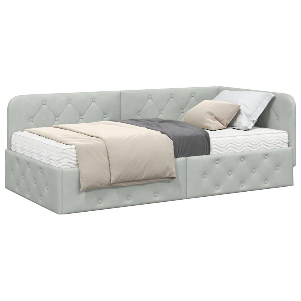 vidaXL Eckbettgestell Hellgrau 90 x 190 cm Samt