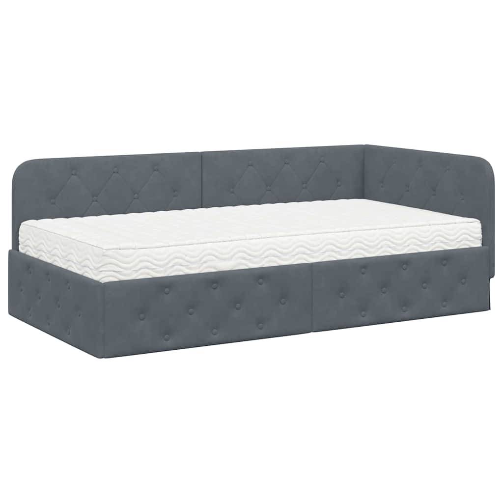 vidaXL Eckbettgestell Dunkelgrau 90 x 190 cm Samt