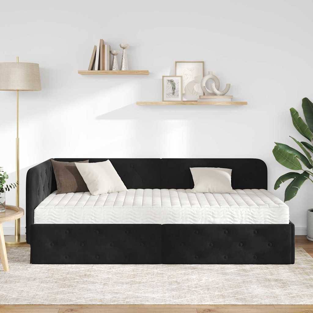 vidaXL Eckbettgestell Schwarz 90 x 190 cm Samt