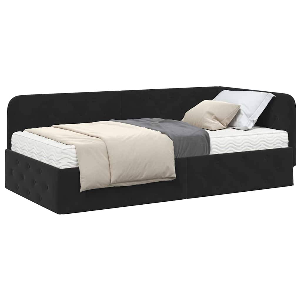 vidaXL Eckbettgestell Schwarz 90 x 190 cm Samt