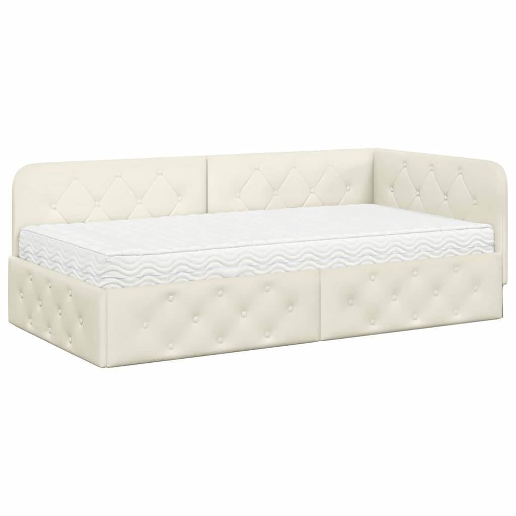 vidaXL Eckbettgestell Creme 90 x 190 cm Samt