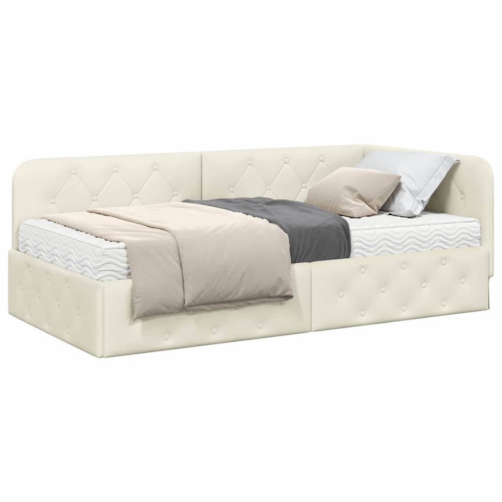 vidaXL Eckbettgestell Creme 90 x 190 cm Samt