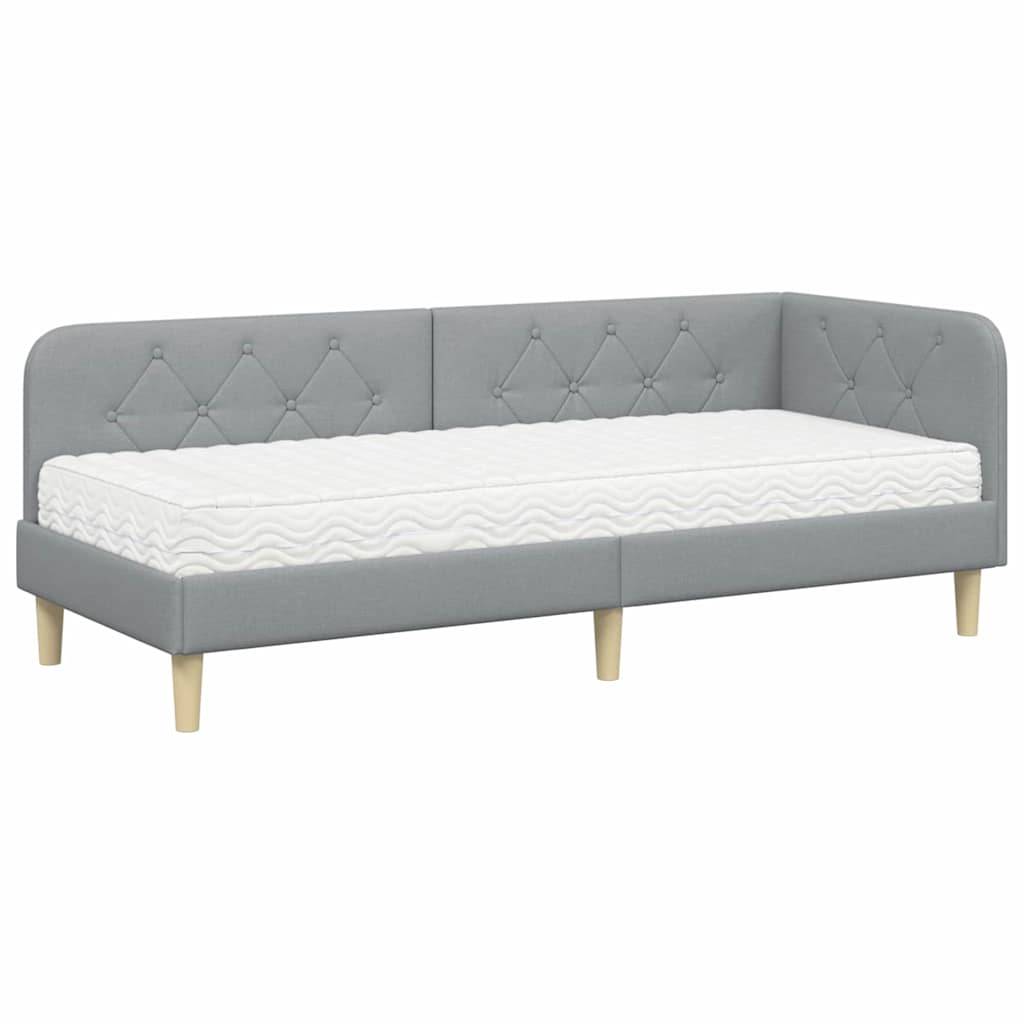 vidaXL Eckbettgestell Hellgrau 80 x 200 cm Stoff