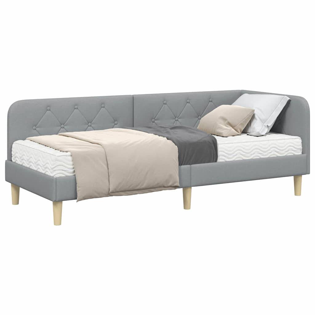 vidaXL Eckbettgestell Hellgrau 80 x 200 cm Stoff