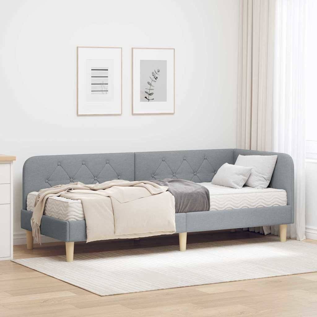 vidaXL Eckbettgestell Hellgrau 80 x 200 cm Stoff