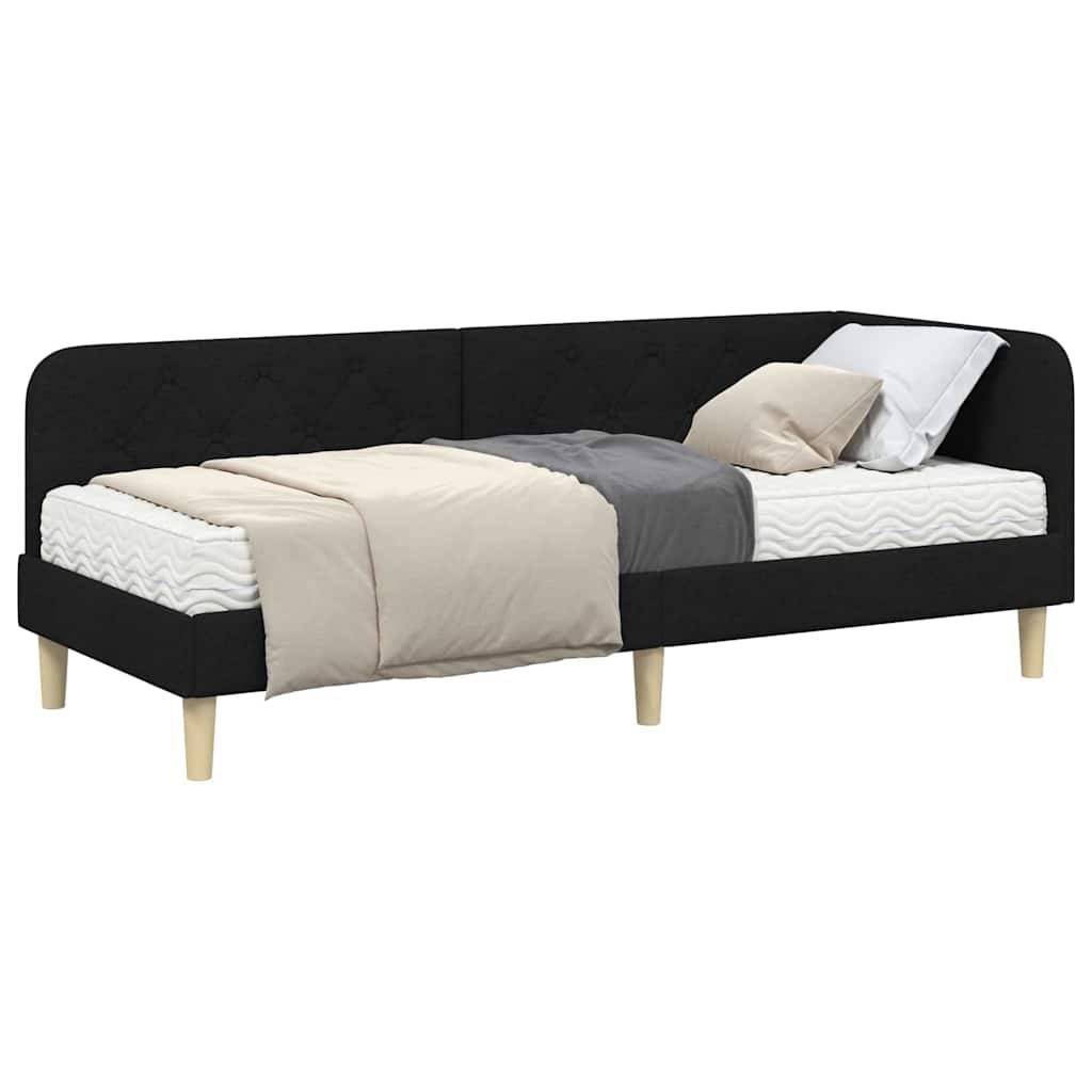 vidaXL Eckbettgestell Schwarz 80 x 200 cm Stoff