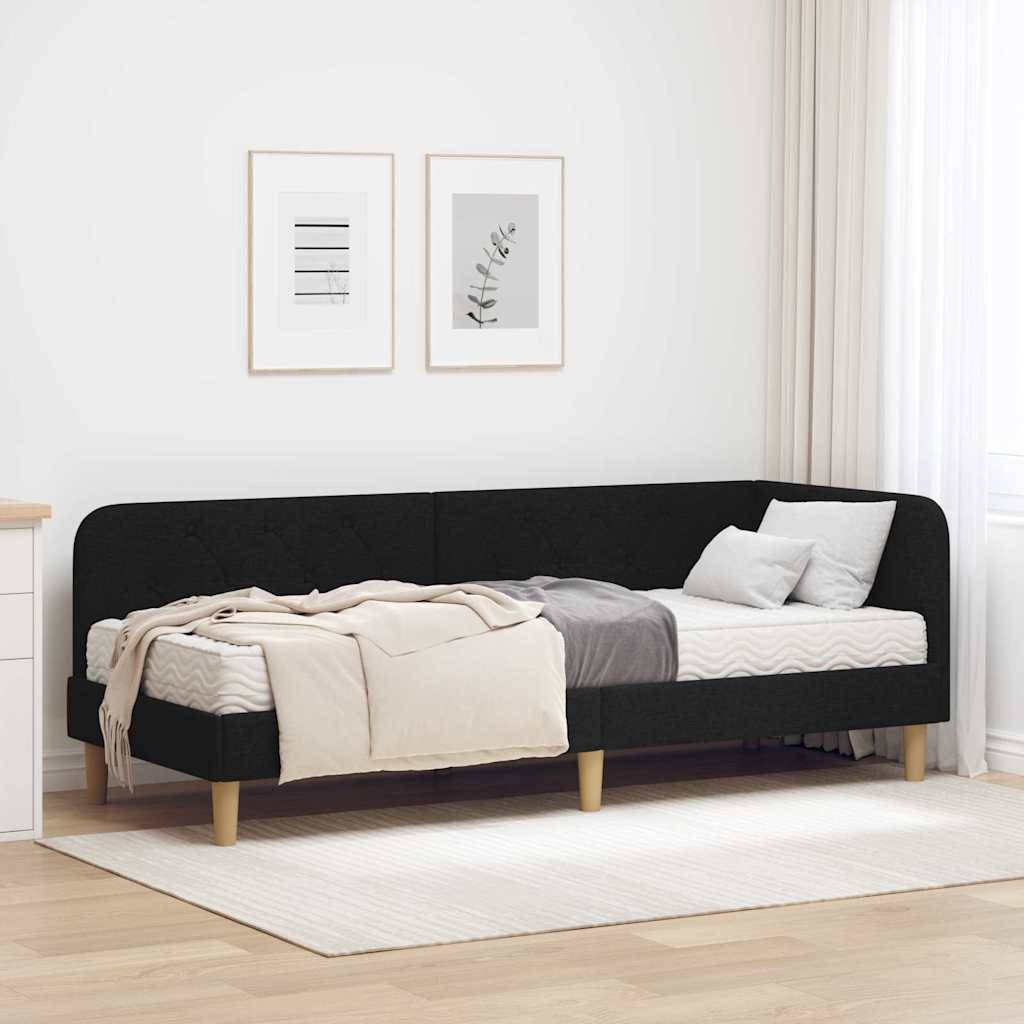 vidaXL Eckbettgestell Schwarz 80 x 200 cm Stoff