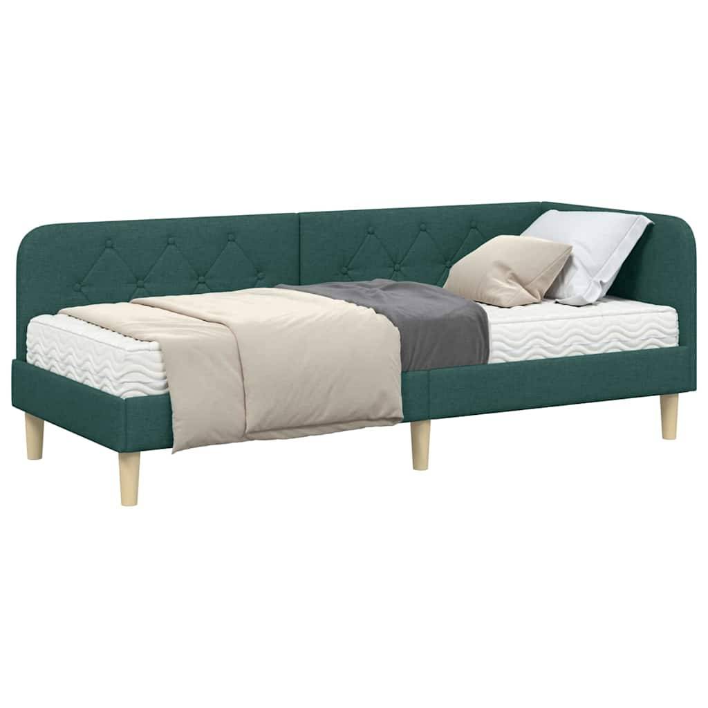 vidaXL Eckbettgestell Dunkelgrün 80 x 200 cm Stoff