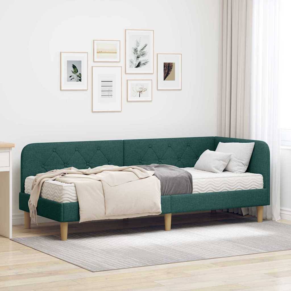 vidaXL Eckbettgestell Dunkelgrün 80 x 200 cm Stoff