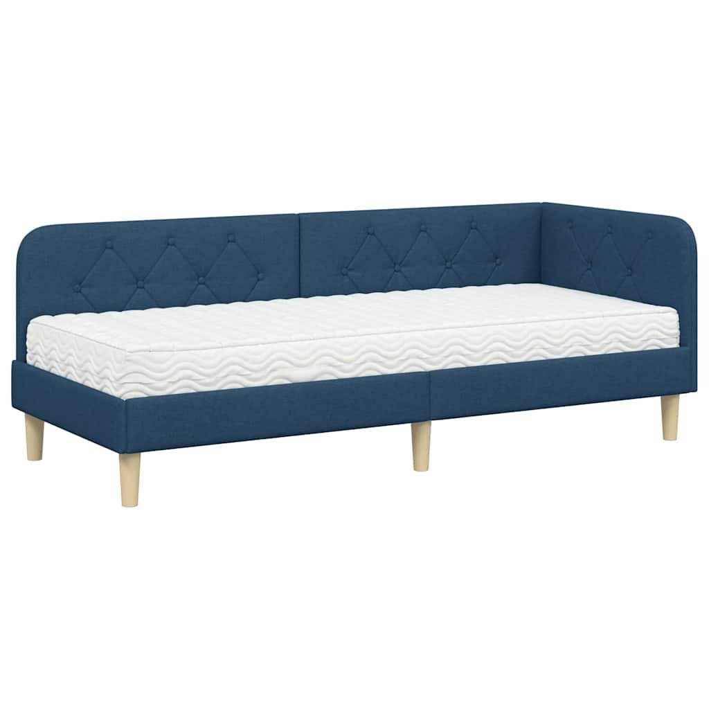 vidaXL Eckbettgestell Blau 80 x 200 cm Stoff