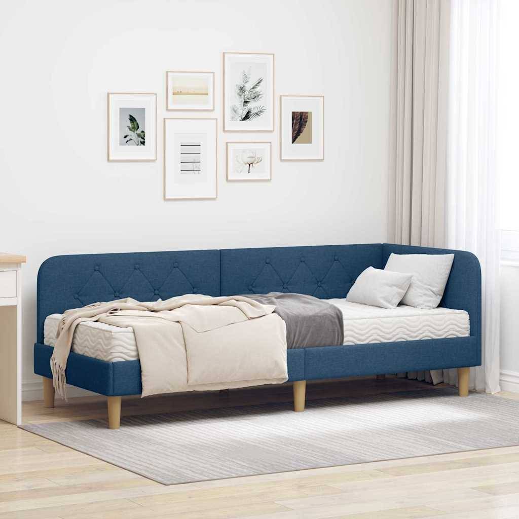 vidaXL Eckbettgestell Blau 80 x 200 cm Stoff