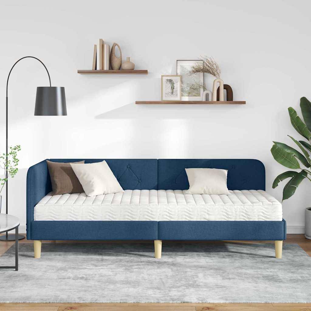 vidaXL Eckbettgestell Blau 80 x 200 cm Stoff