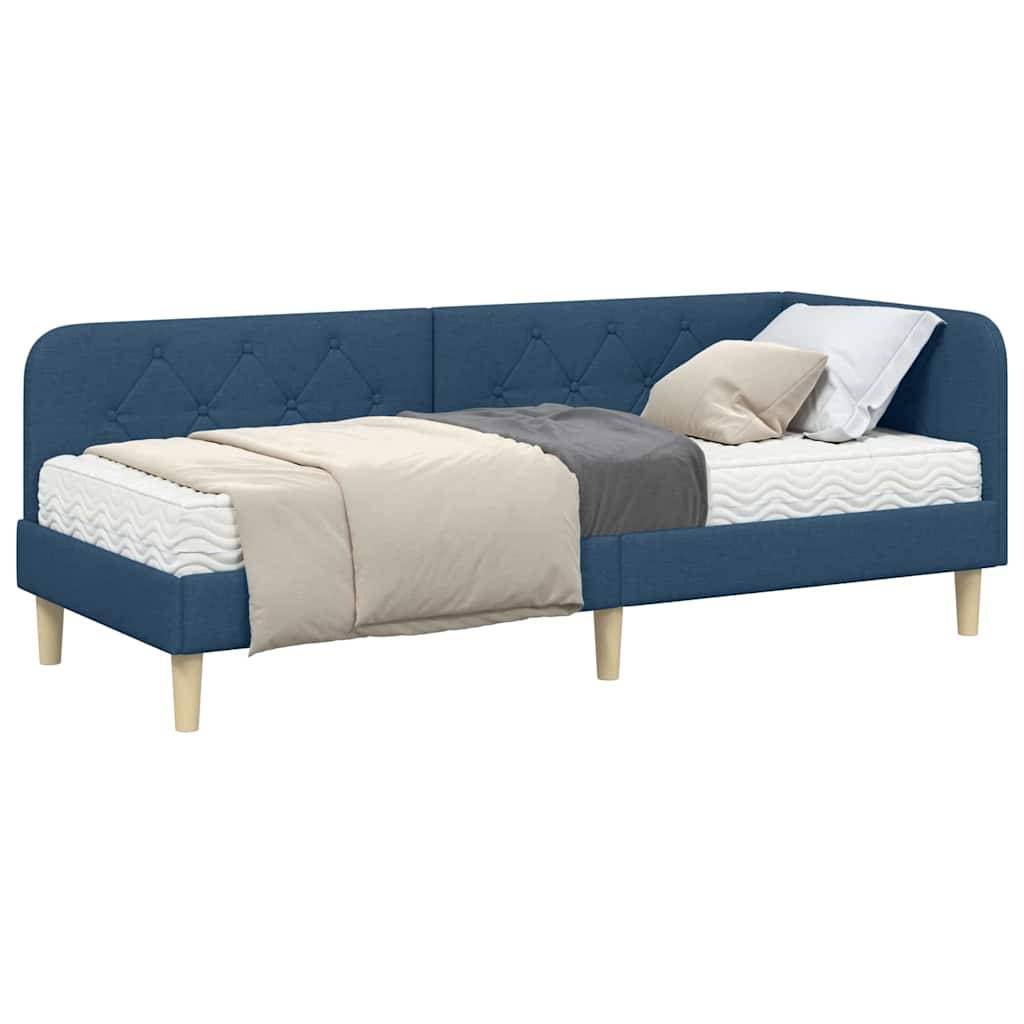 vidaXL Eckbettgestell Blau 80 x 200 cm Stoff
