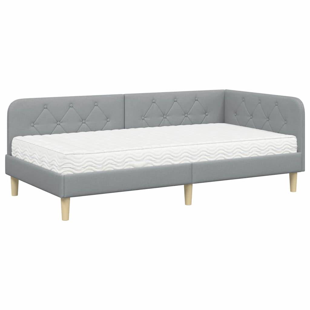 vidaXL Eckbettgestell Hellgrau 100 x 200 cm Stoff