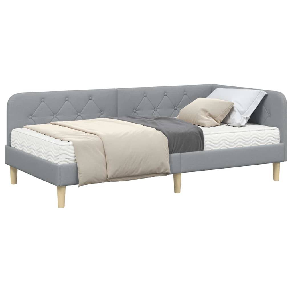 vidaXL Eckbettgestell Hellgrau 100 x 200 cm Stoff