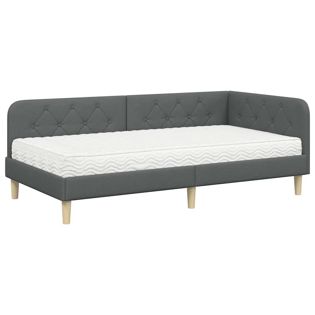 vidaXL Eckbettgestell Dunkelgrau 90 x 200 cm Stoff