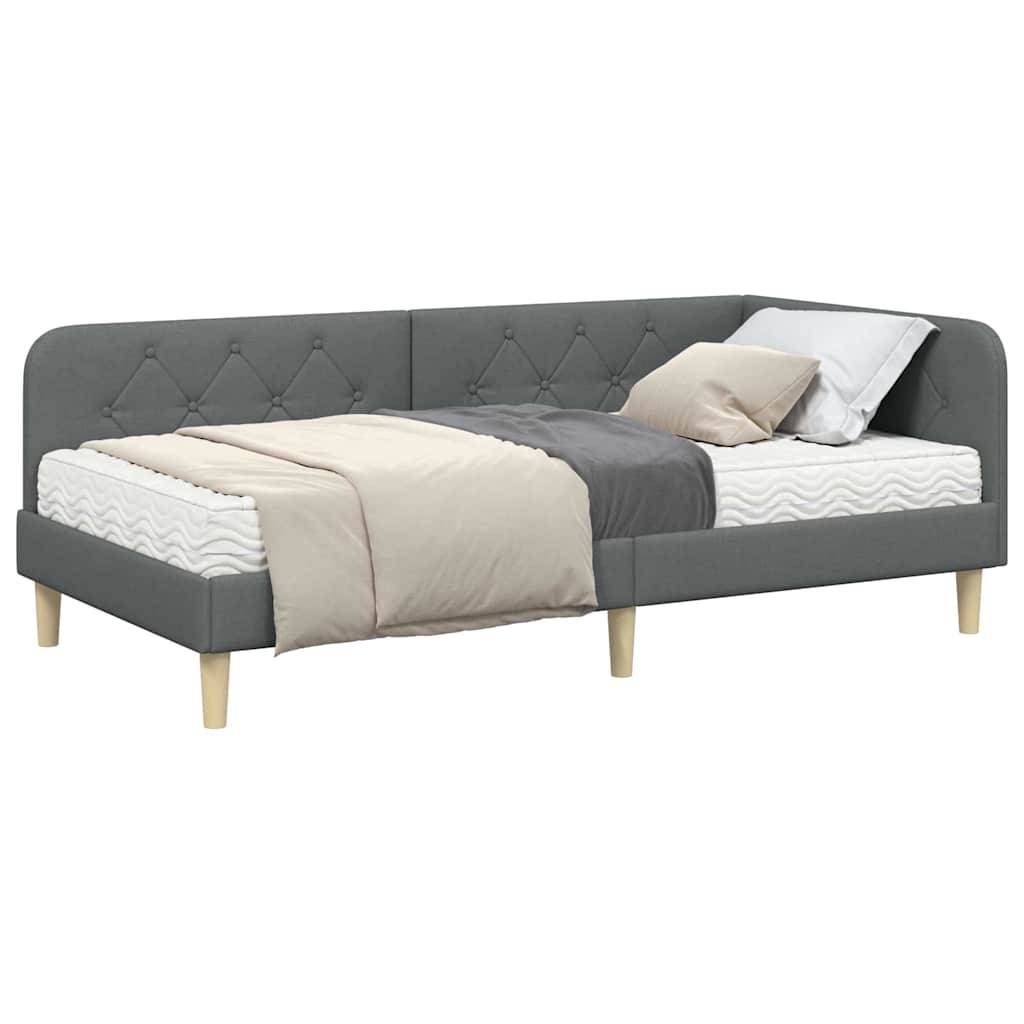 vidaXL Eckbettgestell Dunkelgrau 90 x 200 cm Stoff