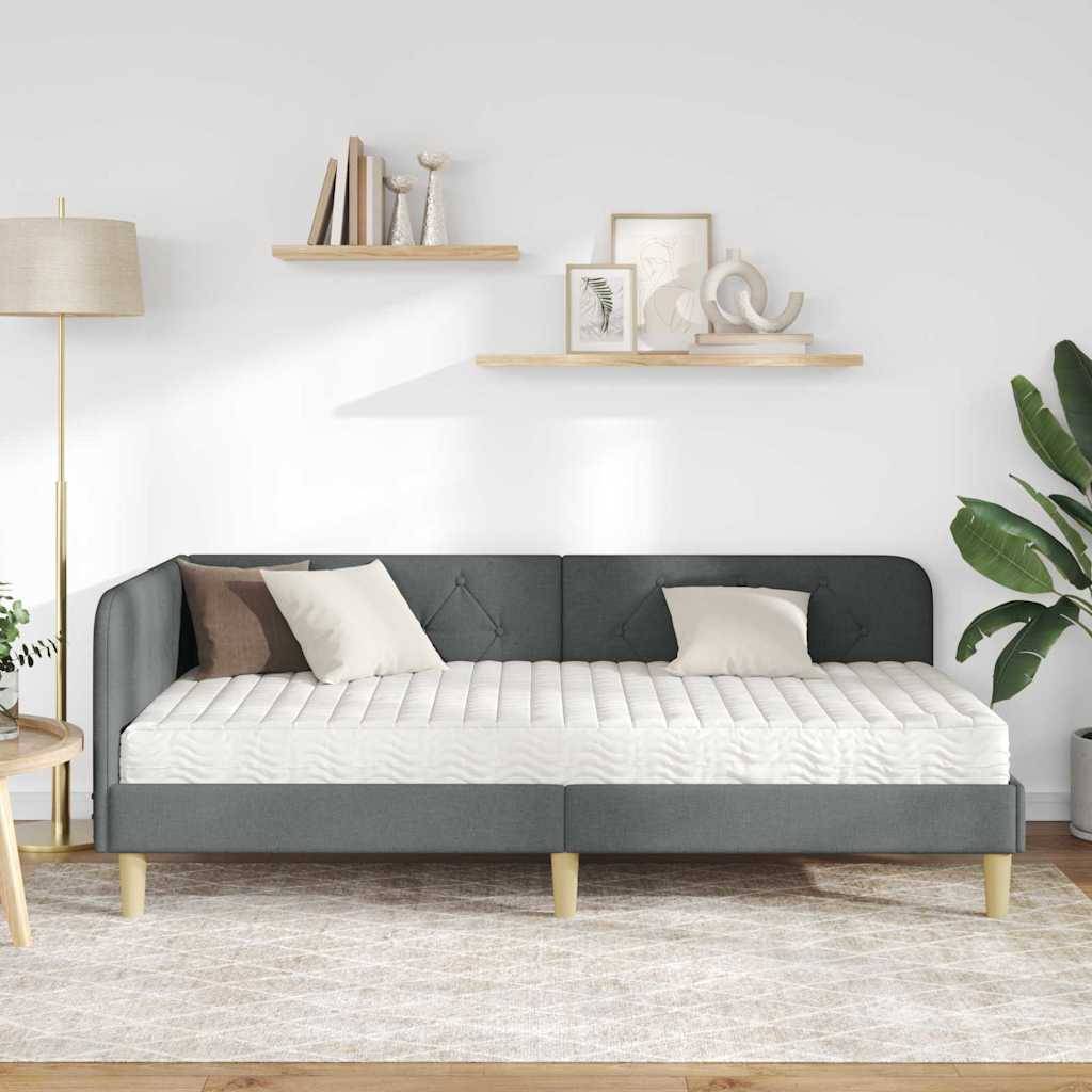 vidaXL Eckbettgestell Dunkelgrau 90 x 200 cm Stoff