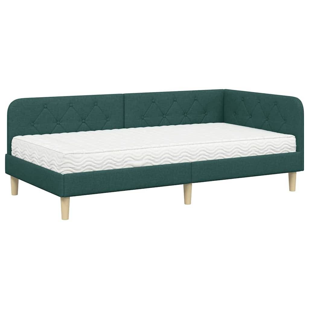 vidaXL Eckbettgestell Dunkelgrün 90 x 190 cm Stoff
