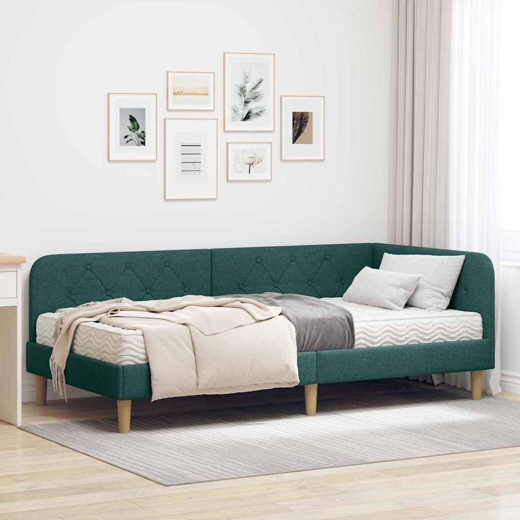 vidaXL Eckbettgestell Dunkelgrün 90 x 190 cm Stoff