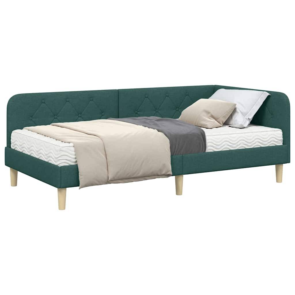 vidaXL Eckbettgestell Dunkelgrün 90 x 190 cm Stoff