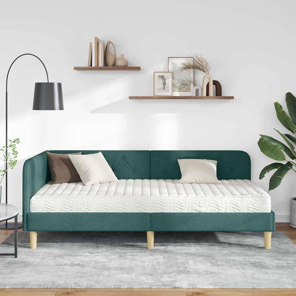 vidaXL Eckbettgestell Dunkelgrün 90 x 190 cm Stoff