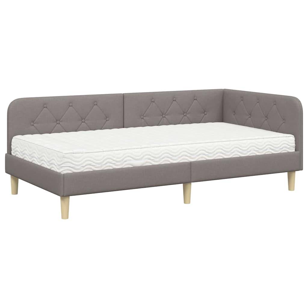 vidaXL Eckbettgestell Taupe 100 x 200 cm Stoff