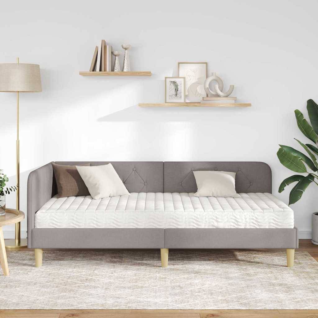 vidaXL Eckbettgestell Taupe 100 x 200 cm Stoff