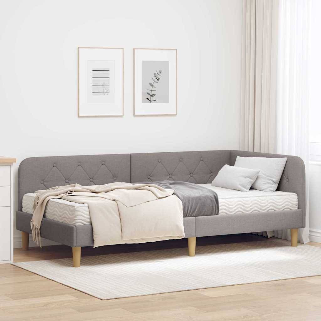 vidaXL Eckbettgestell Taupe 100 x 200 cm Stoff