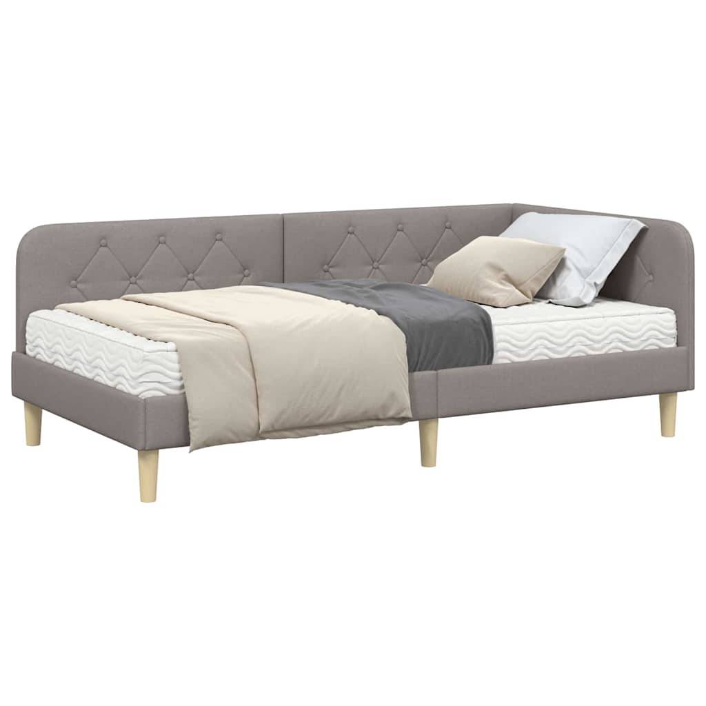 vidaXL Eckbettgestell Taupe 100 x 200 cm Stoff