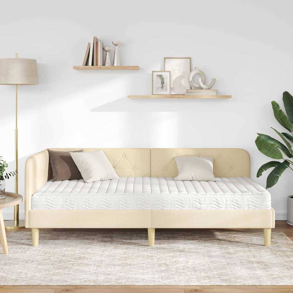 vidaXL Eckbettgestell Creme 100 x 200 cm Stoff