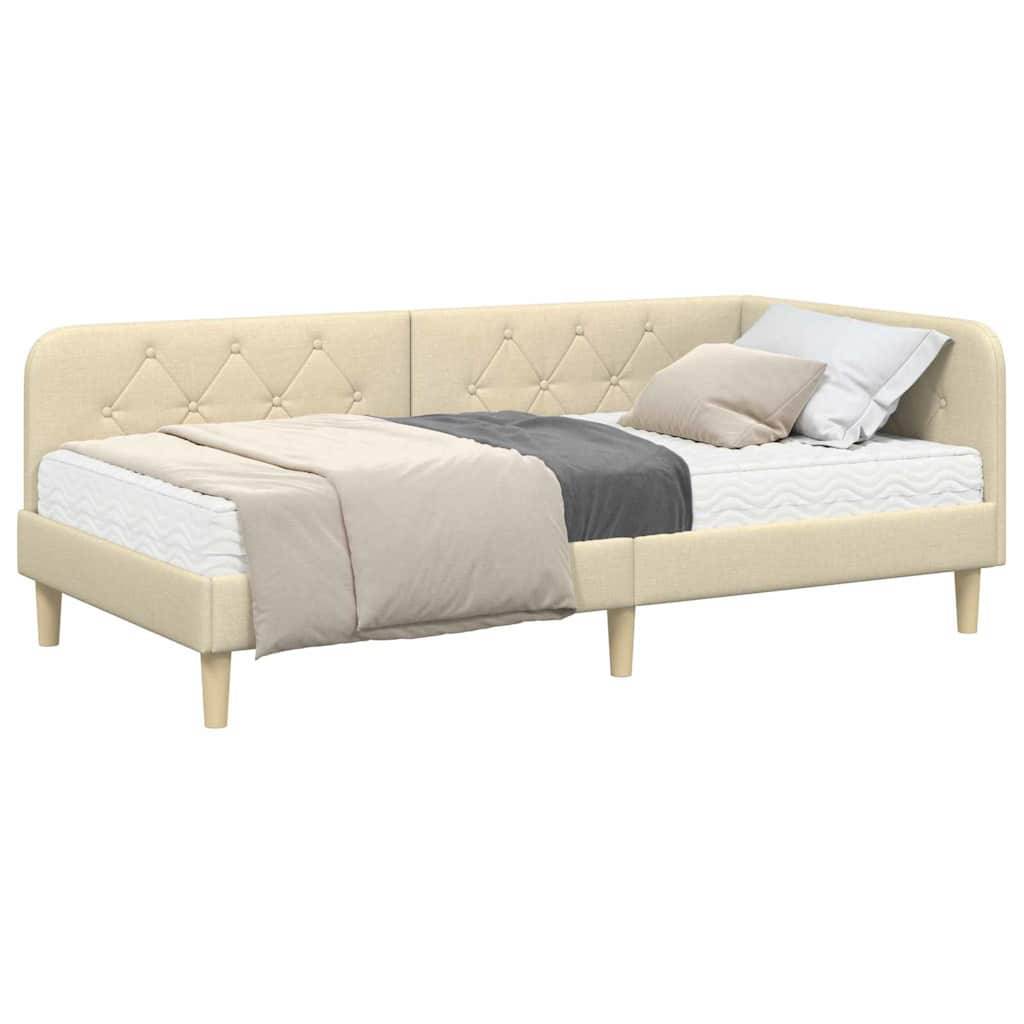 vidaXL Eckbettgestell Creme 100 x 200 cm Stoff