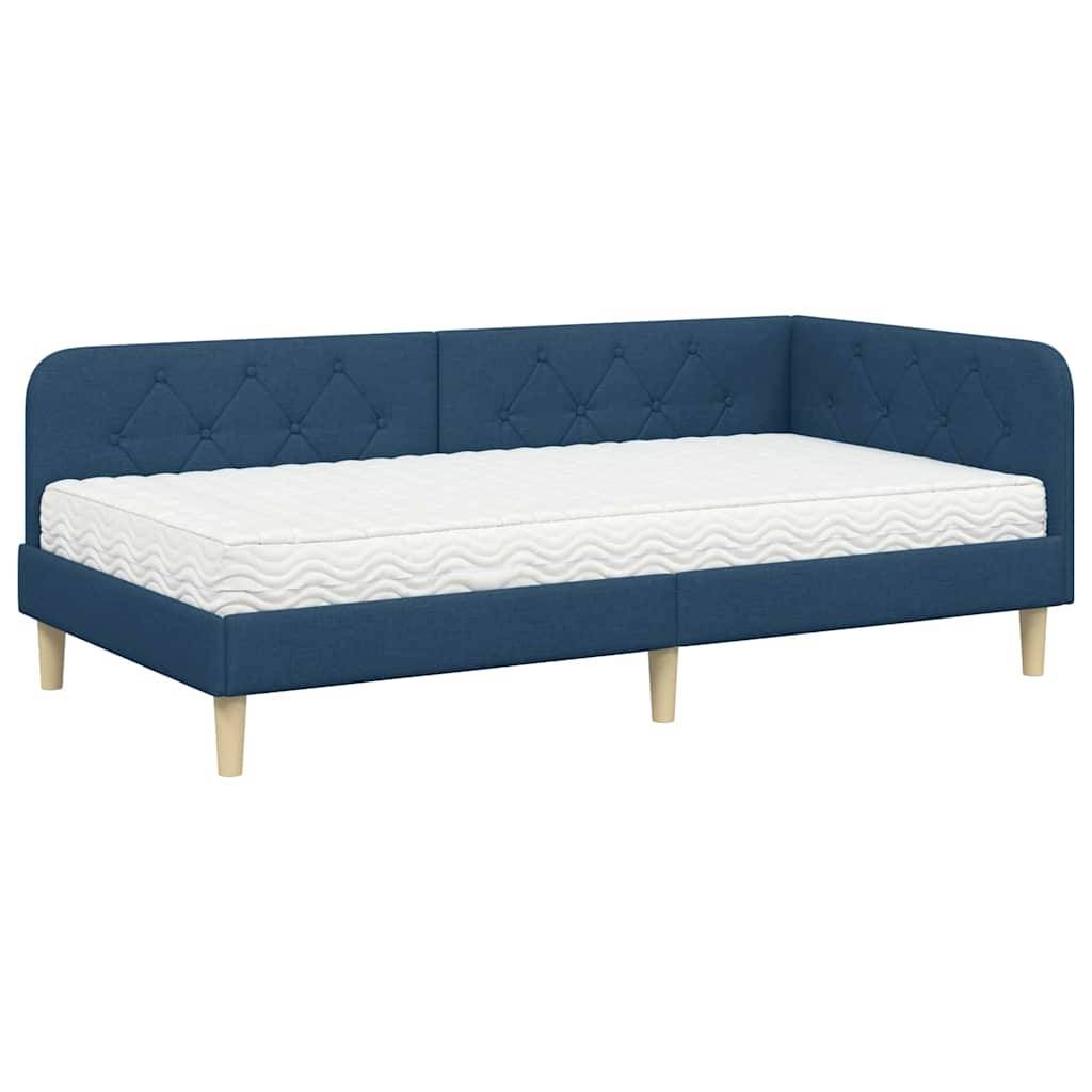 vidaXL Eckbettgestell Blau 100 x 200 cm Stoff