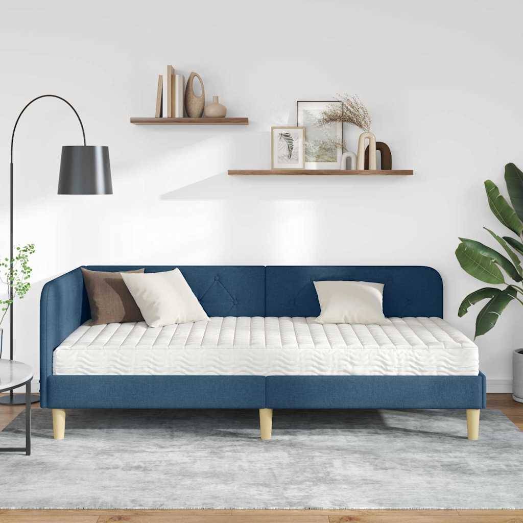 vidaXL Eckbettgestell Blau 100 x 200 cm Stoff