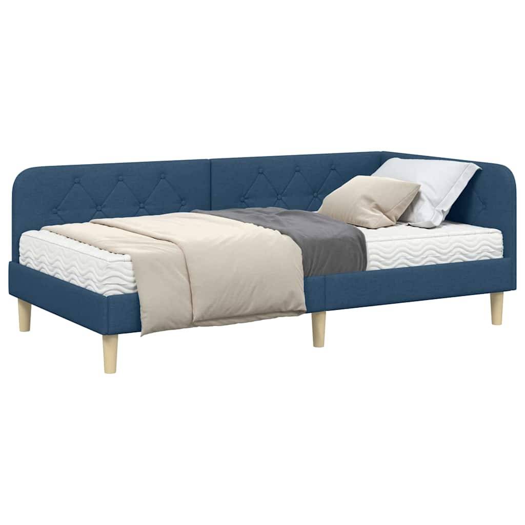 vidaXL Eckbettgestell Blau 100 x 200 cm Stoff