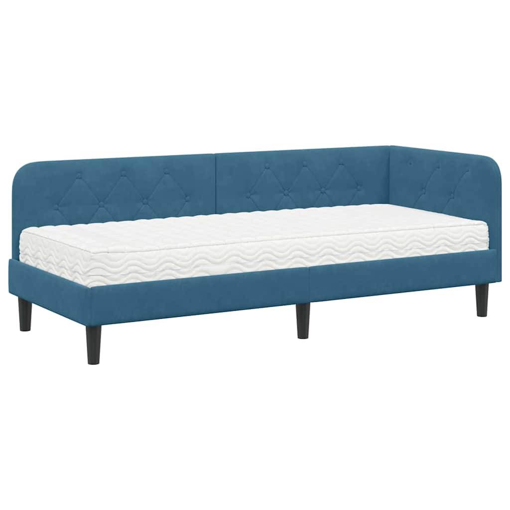 vidaXL Eckbettgestell Blau 80 x 200 cm Samt