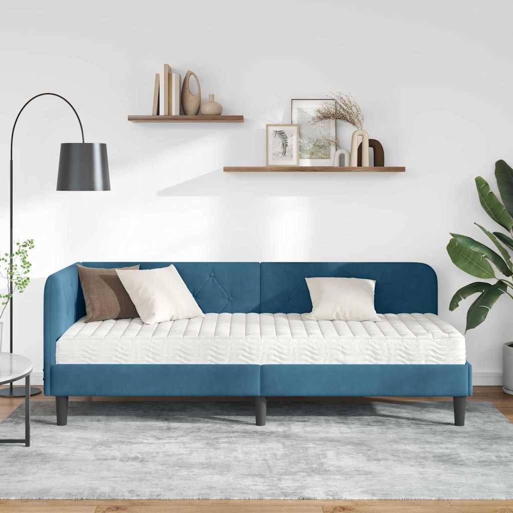 vidaXL Eckbettgestell Blau 80 x 200 cm Samt