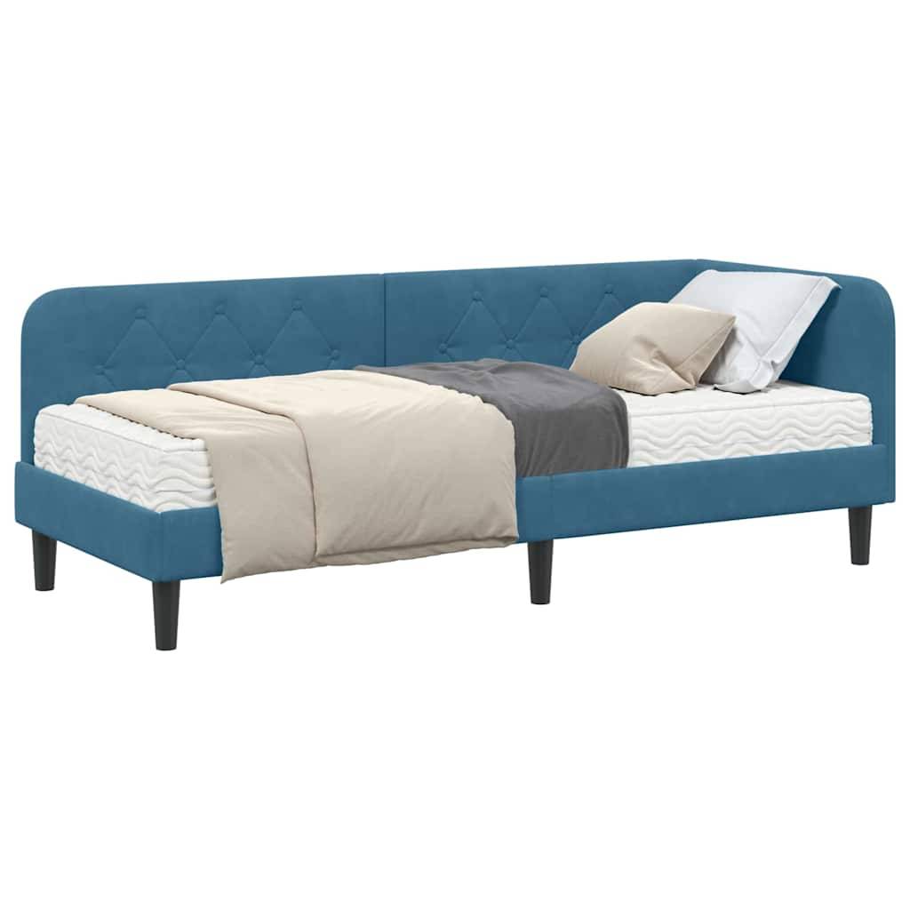 vidaXL Eckbettgestell Blau 80 x 200 cm Samt