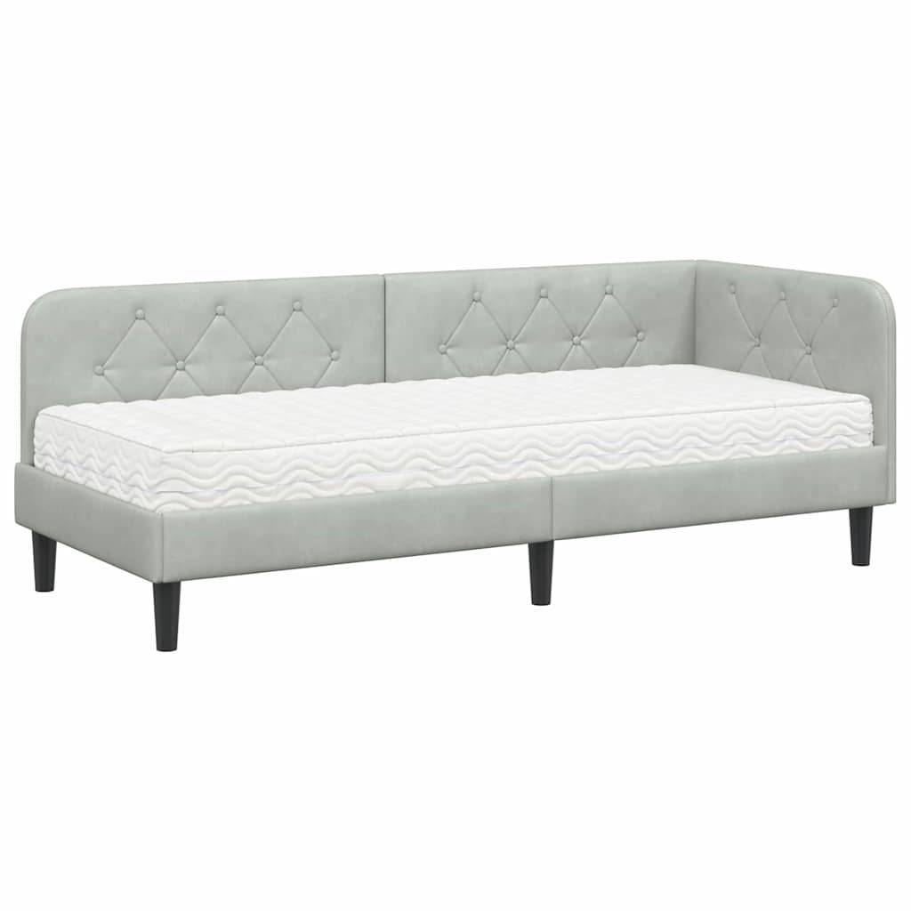 vidaXL Eckbettgestell Hellgrau 80 x 200 cm Samt