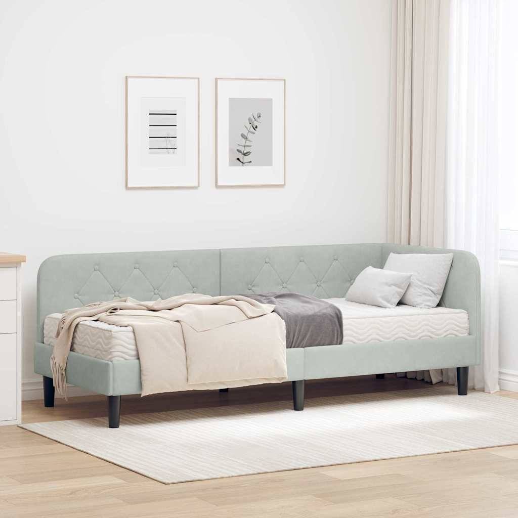 vidaXL Eckbettgestell Hellgrau 80 x 200 cm Samt