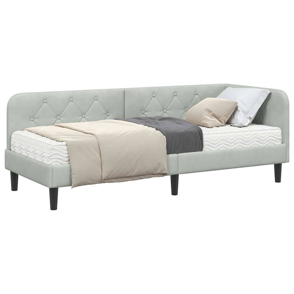 vidaXL Eckbettgestell Hellgrau 80 x 200 cm Samt