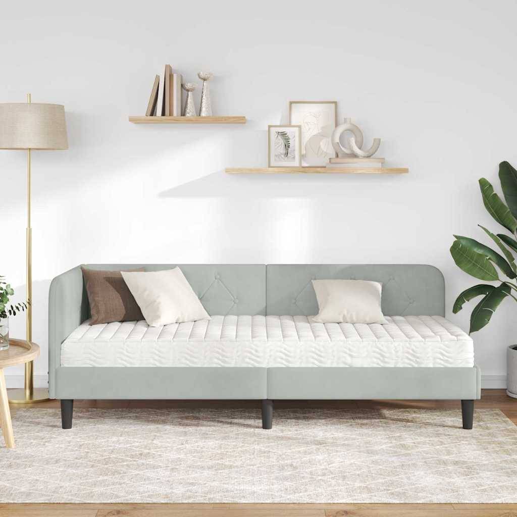 vidaXL Eckbettgestell Hellgrau 80 x 200 cm Samt