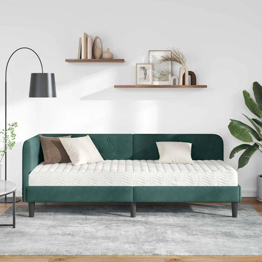 vidaXL Eckbettgestell Dunkelgrün 80 x 200 cm Samt